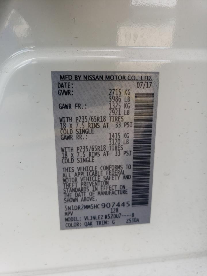 2017 Nissan Pathfinder S VIN: 5N1DR2MM5HC907445 Lot: 91576695