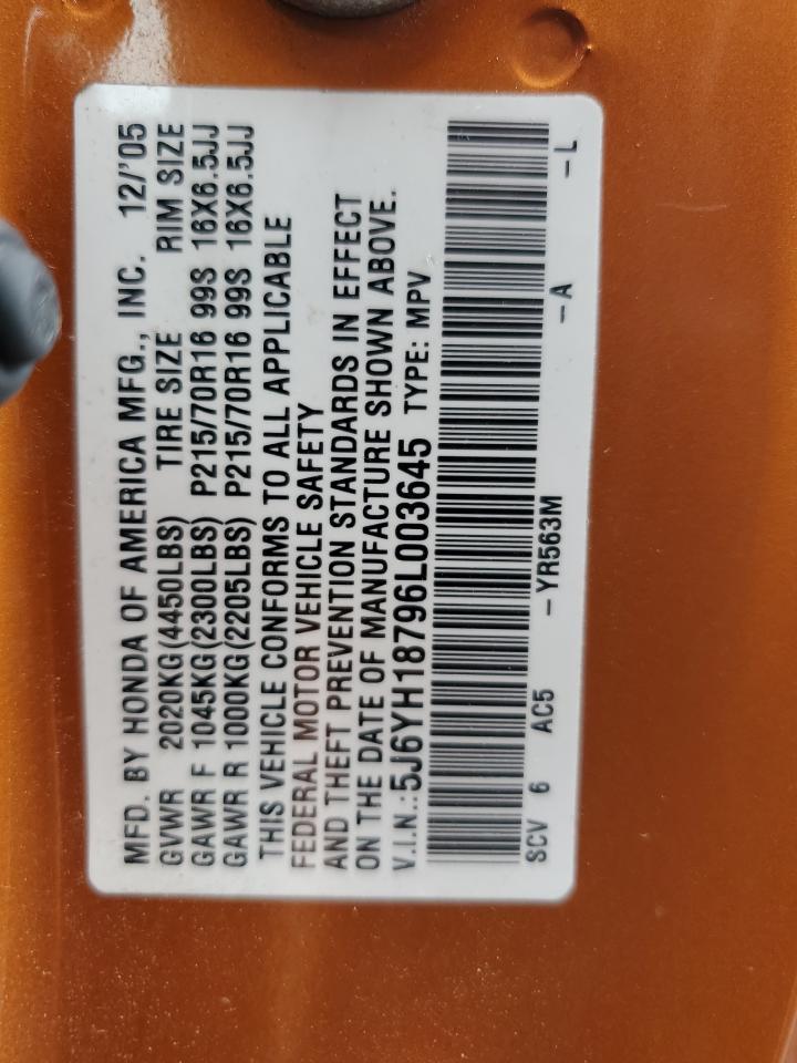 2006 Honda Element Ex VIN: 5J6YH18796L003645 Lot: 85431155