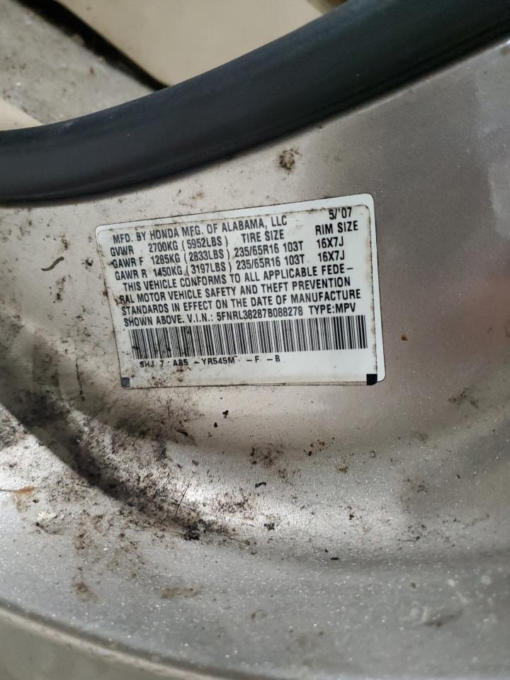 2007 Honda Odyssey Lx VIN: 5FNRL38287B088278 Lot: 93731545