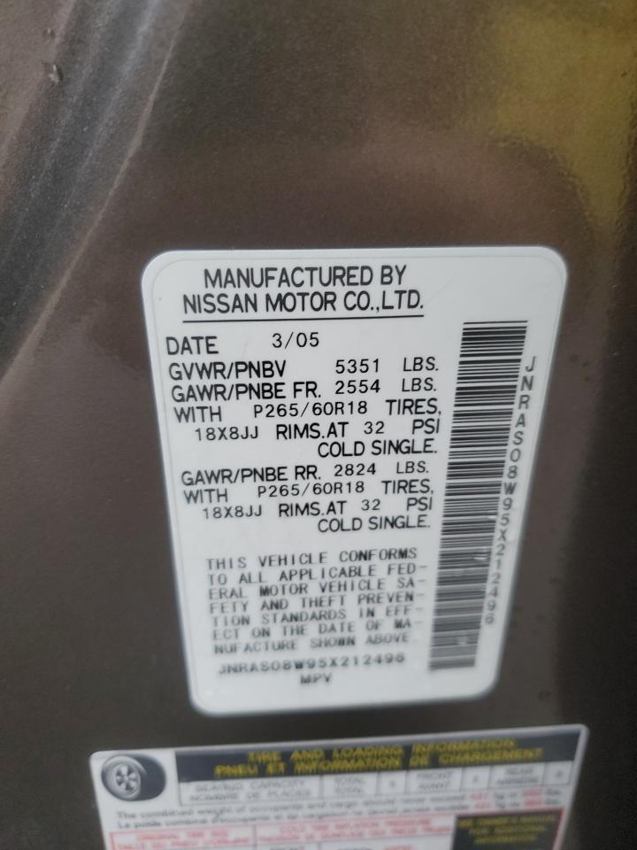 2005 Infiniti Fx35 VIN: 212496 Lot: 93771275