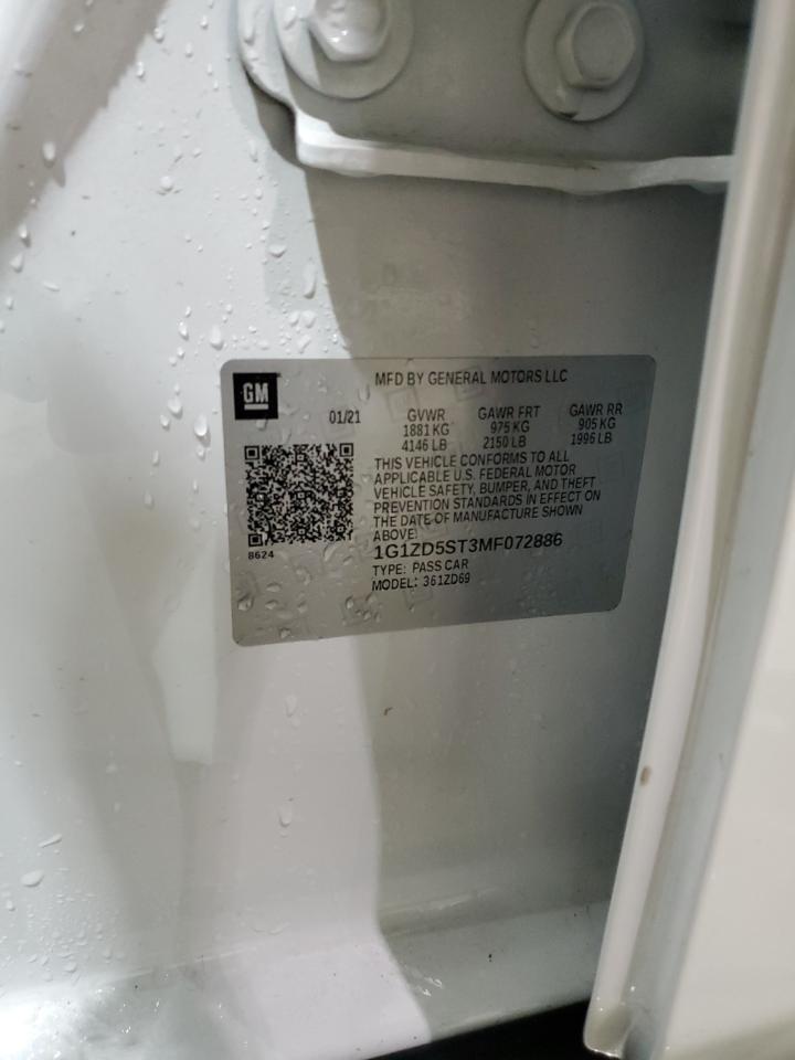 2021 Chevrolet Malibu Lt VIN: 1G1ZD5ST3MF072886 Lot: 92604935