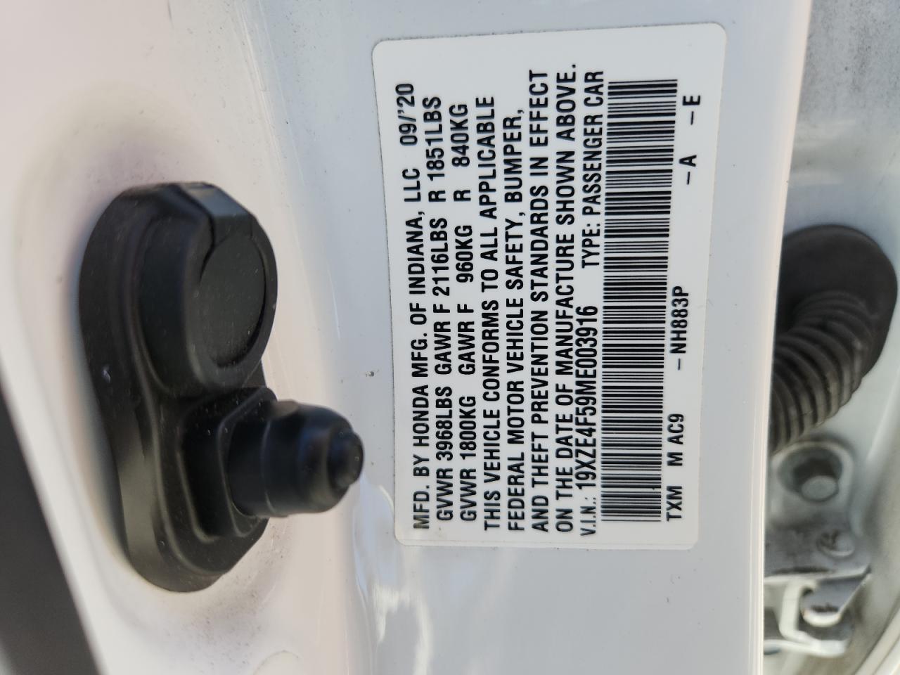 2021 Honda Insight Ex VIN: 19XZE4F59ME003916 Lot: 90341575