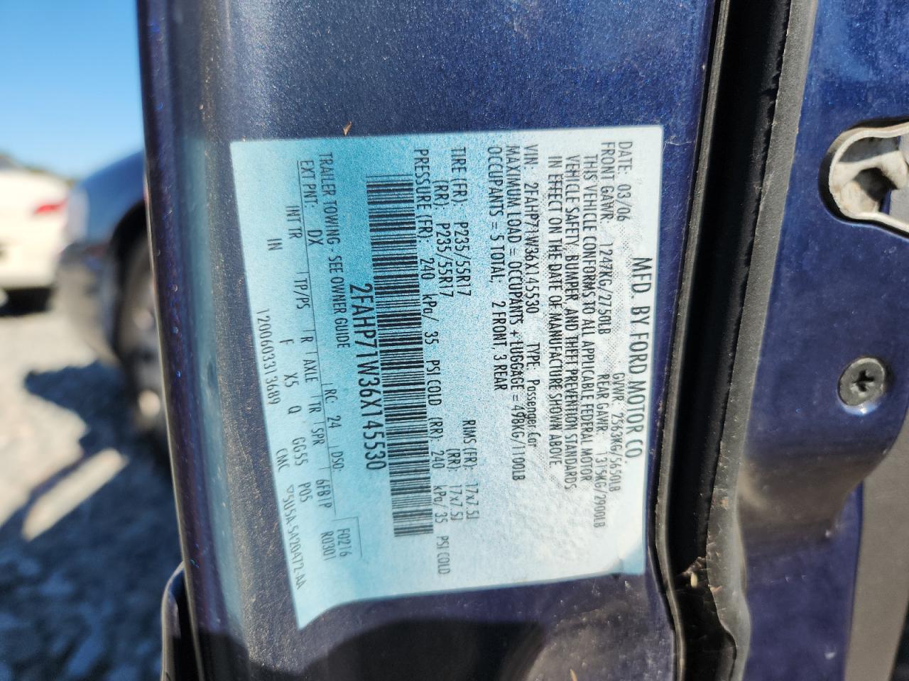 2006 Ford Crown Victoria Police Interceptor VIN: 2FAHP71W36X145530 Lot: 90441805