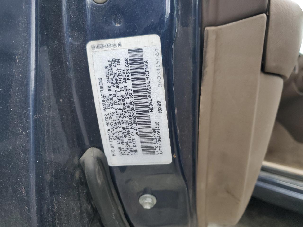 1999 Toyota Camry Ce VIN: 4T1BG22K9XU511803 Lot: 90934265