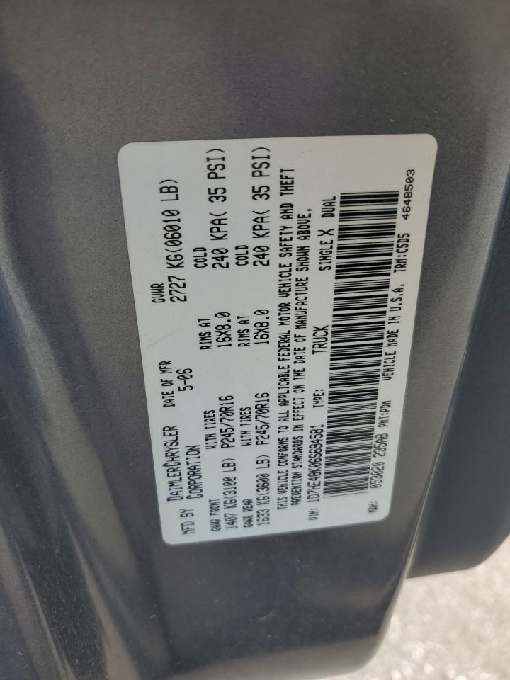 2006 Dodge Dakota Quad Slt VIN: 1D7HE48K06S694581 Lot: 93165235