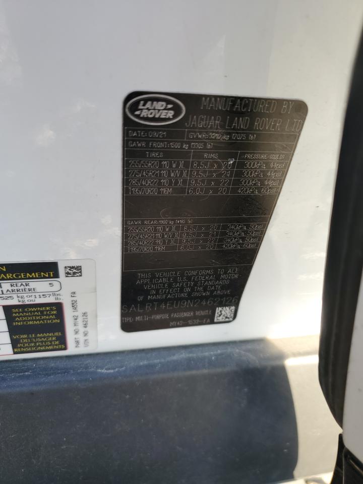 2022 Land Rover Discovery S R-Dynamic VIN: SALRT4EU9N2462126 Lot: 92354865