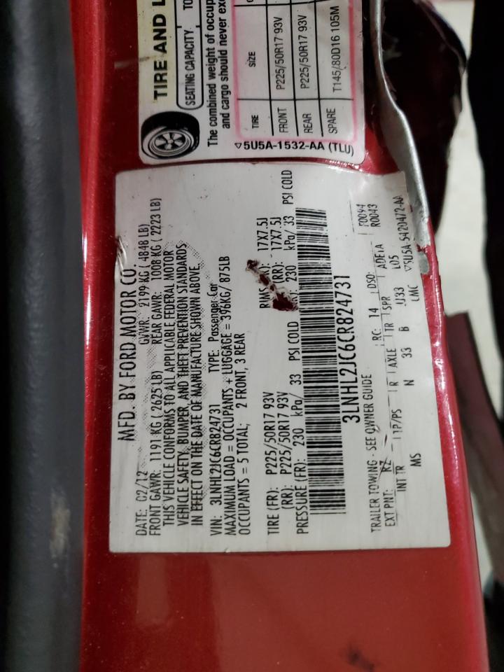 2012 Lincoln Mkz VIN: 3LNHL2JC6CR824731 Lot: 93828385