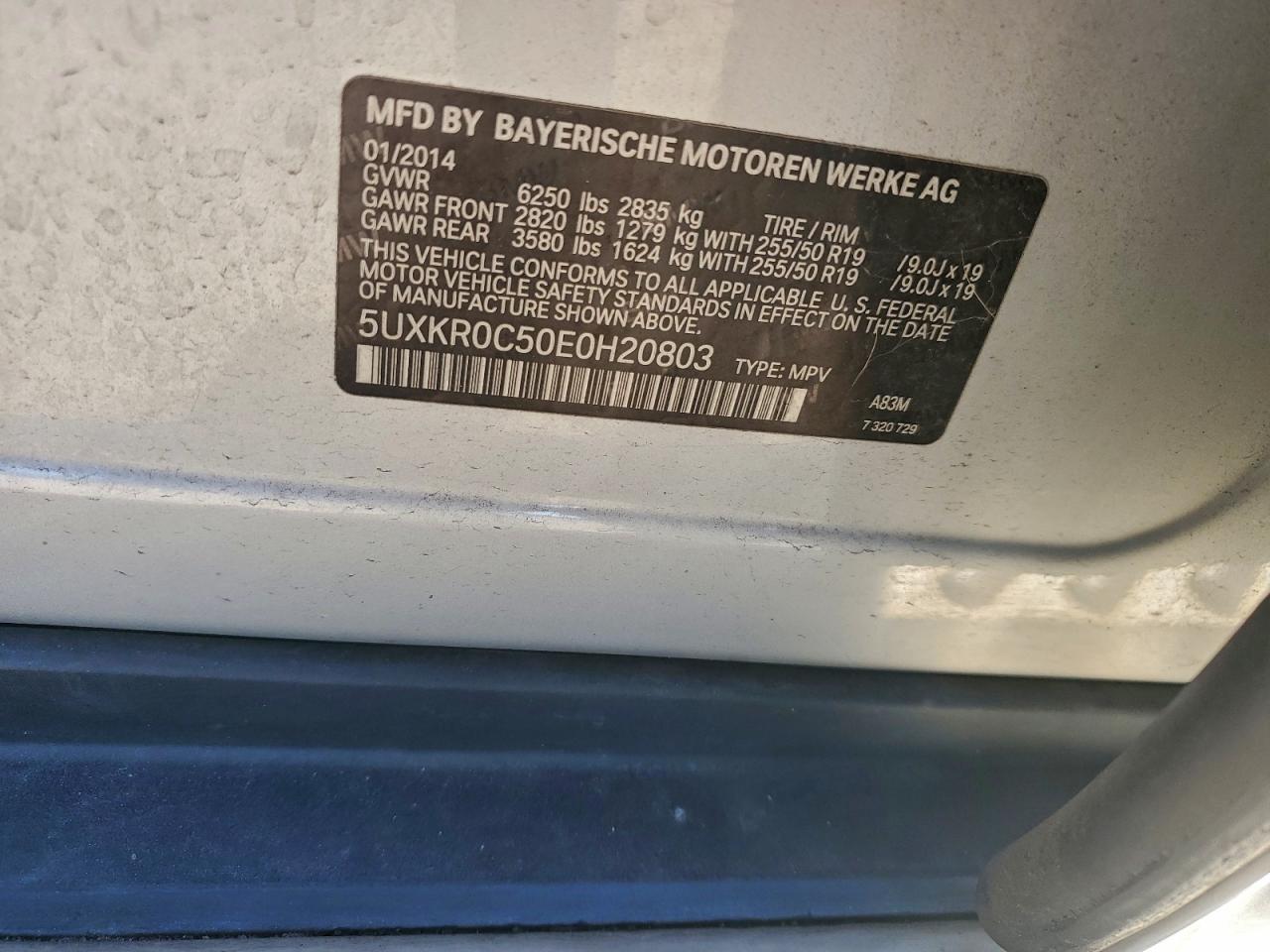 2014 BMW X5 xDrive35I VIN: 5UXKR0C50E0H20803 Lot: 94310925