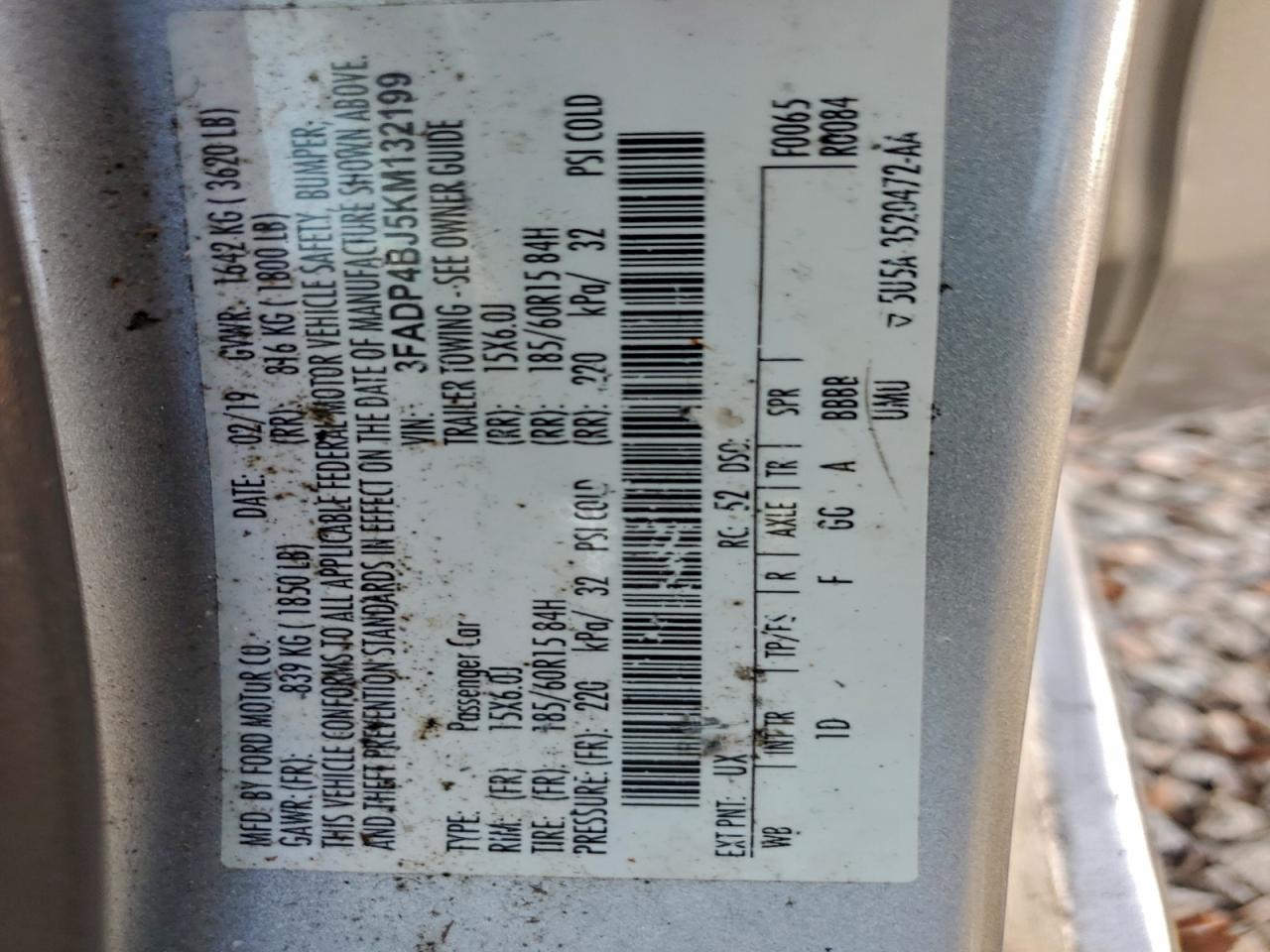 2019 Ford Fiesta Se VIN: 3FADP4BJ5KM132199 Lot: 93086125