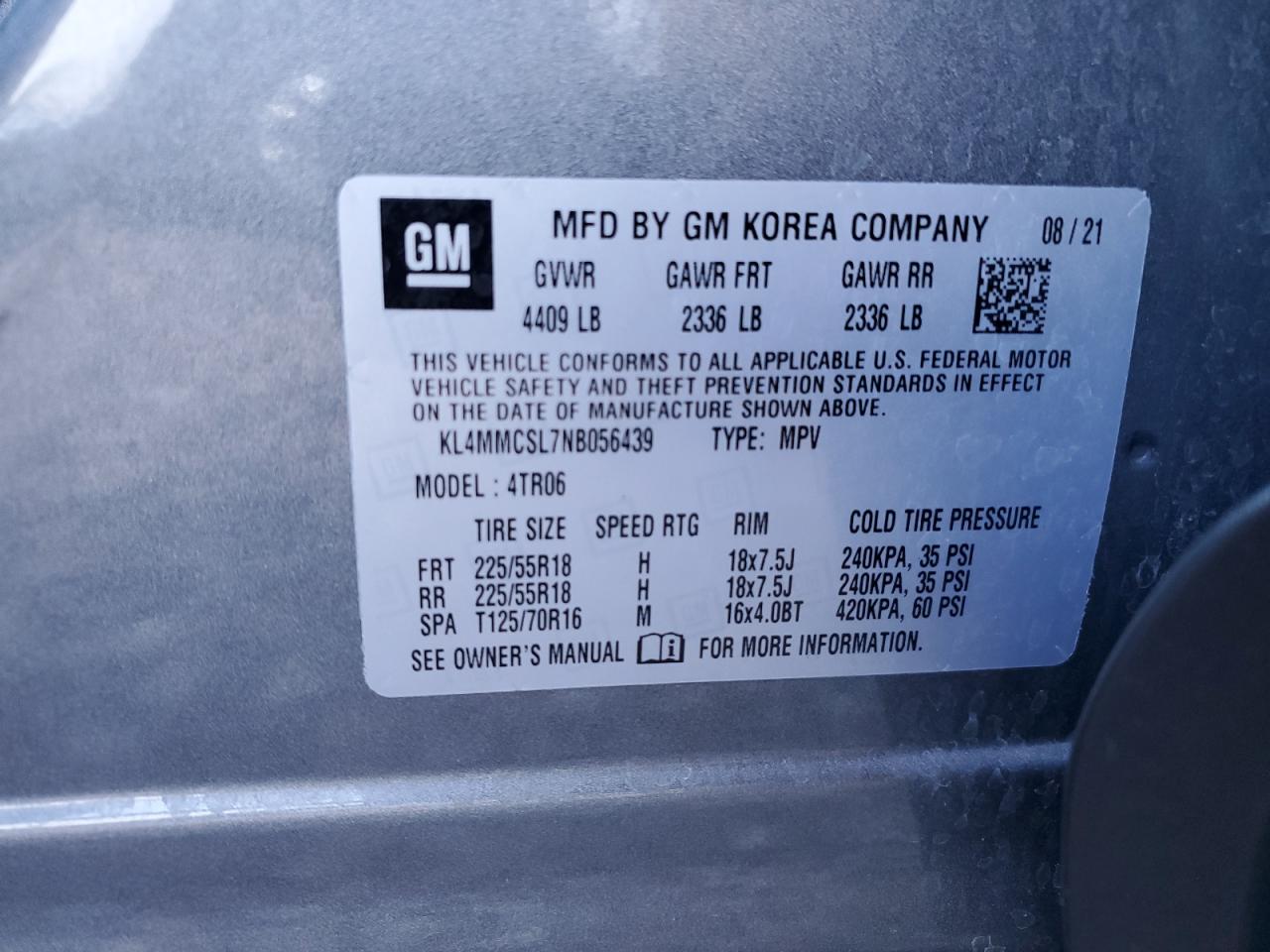 2022 Buick Encore Gx Preferred VIN: KL4MMCSL7NB056439 Lot: 91457585