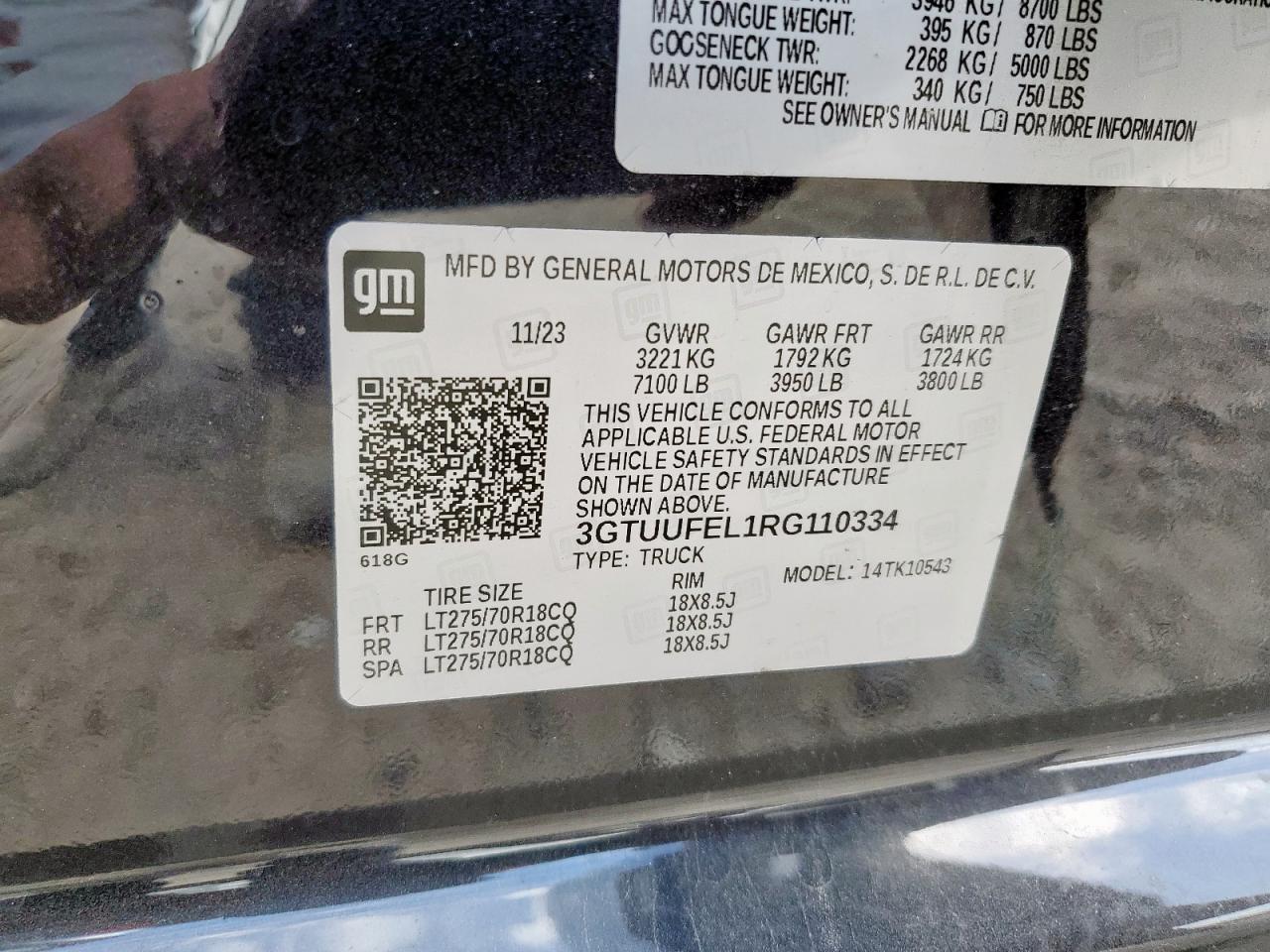 2024 GMC Sierra K1500 At4X VIN: 3GTUUFEL1RG110334 Lot: 93643105