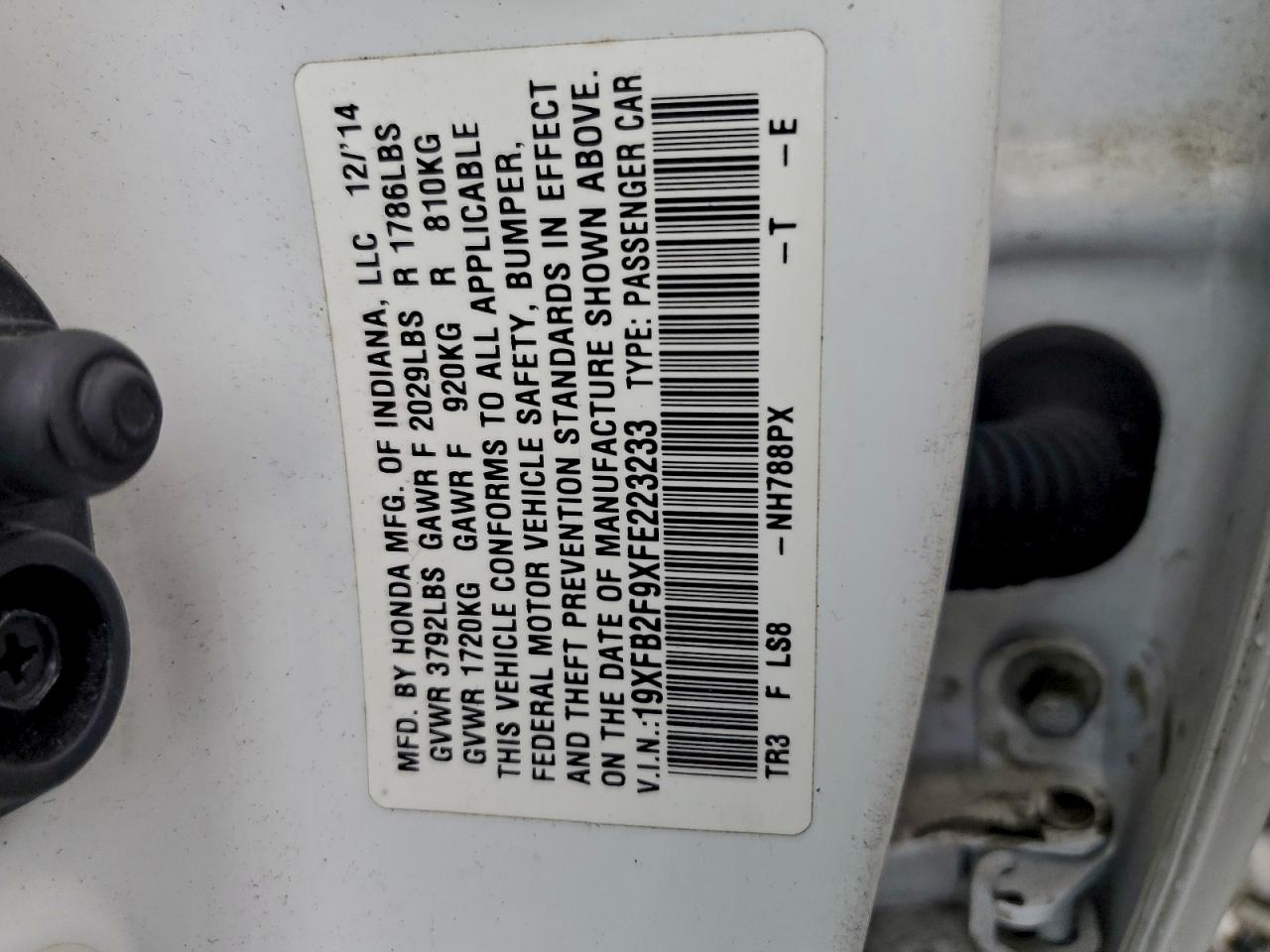 2015 Honda Civic Exl VIN: 19XFB2F9XFE223233 Lot: 94404645