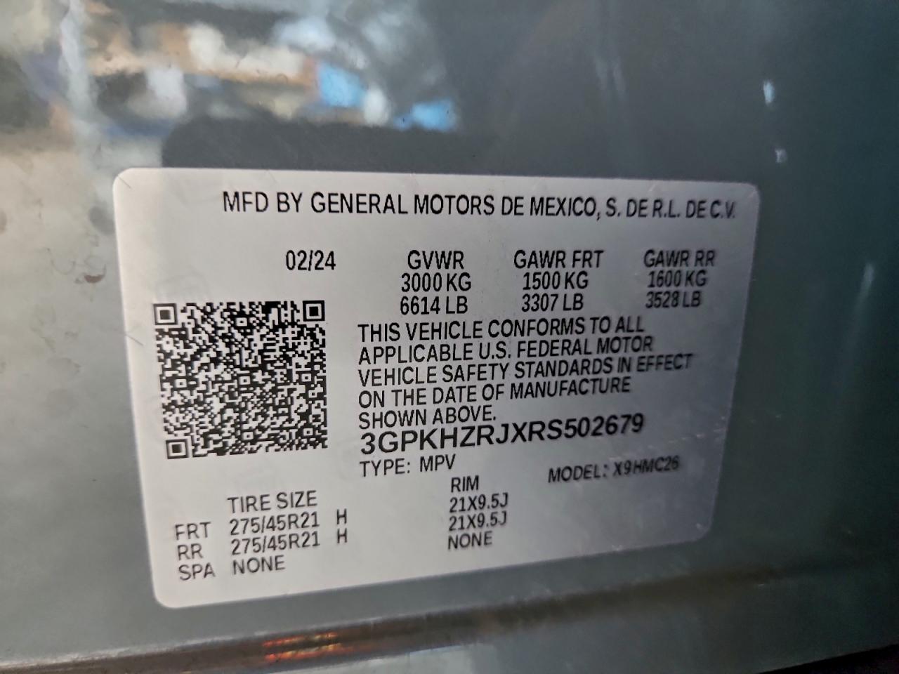 2024 Honda Prologue Elite VIN: 3GPKHZRJXRS502679 Lot: 93786015