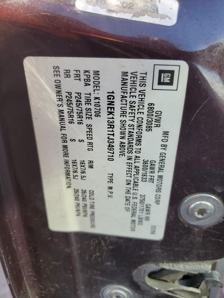 1996 Chevrolet Tahoe K1500 VIN: 1GNEK13R1TJ349710 Lot: 92882335