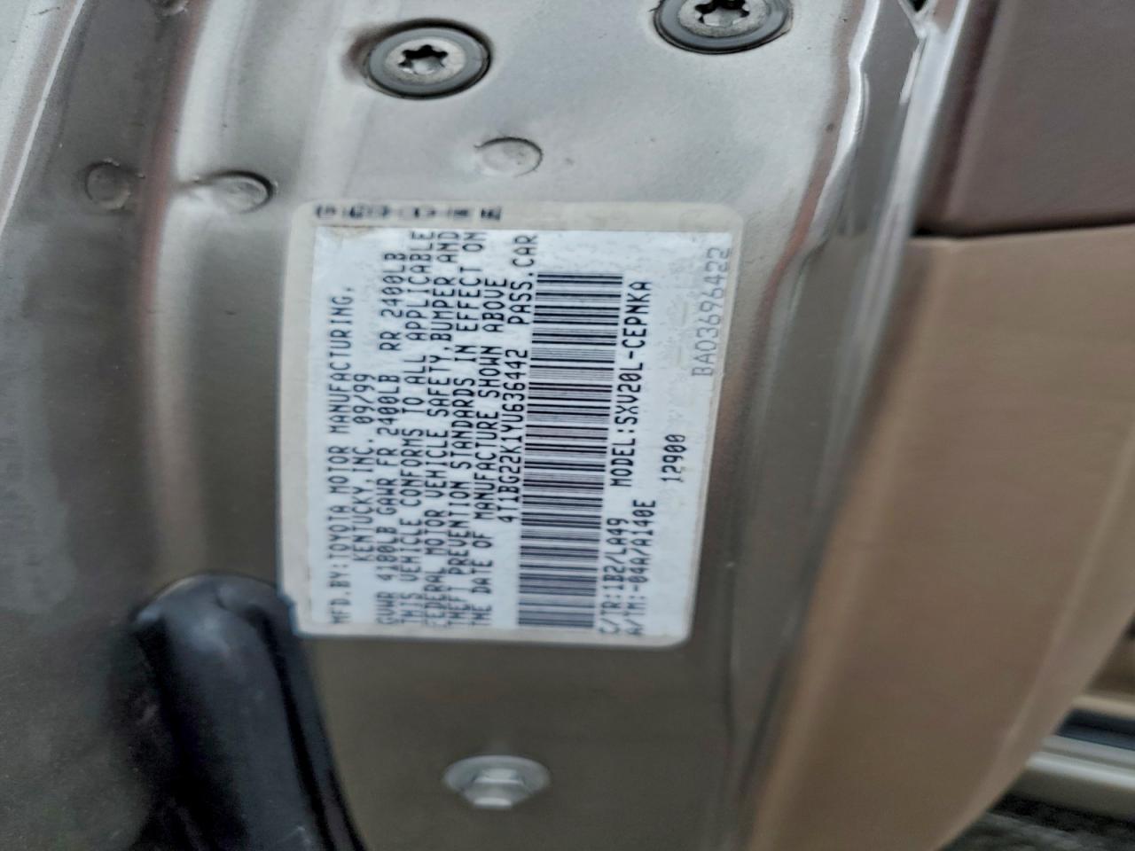 2000 Toyota Camry Ce VIN: 4T1BG22K1YU636442 Lot: 93873515