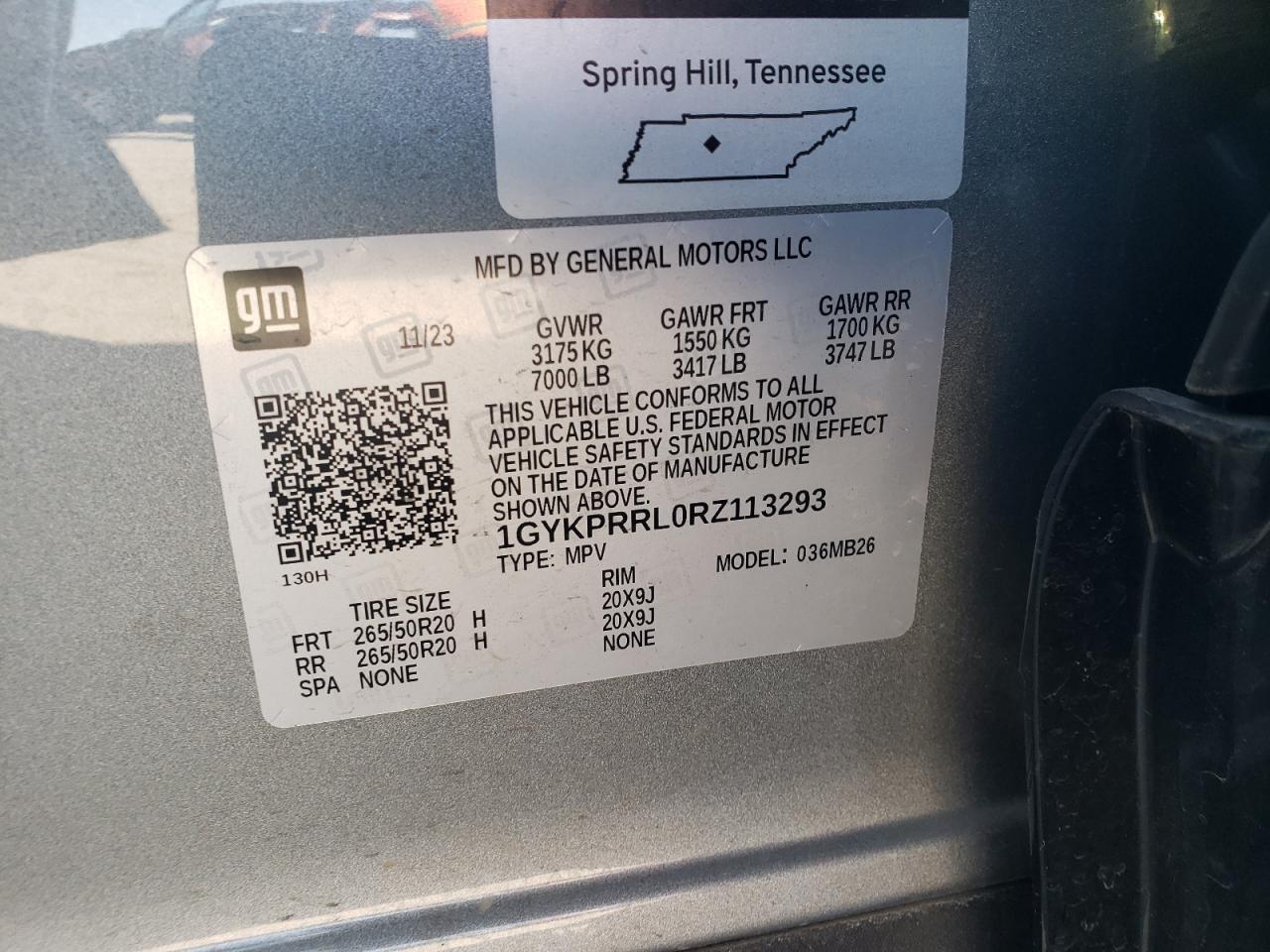 2024 Cadillac Lyriq Luxury VIN: 1GYKPRRL0RZ113293 Lot: 92536645