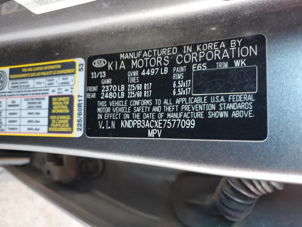 2014 Kia Sportage Base VIN: KNDPB3ACXE7577099 Lot: 93572735