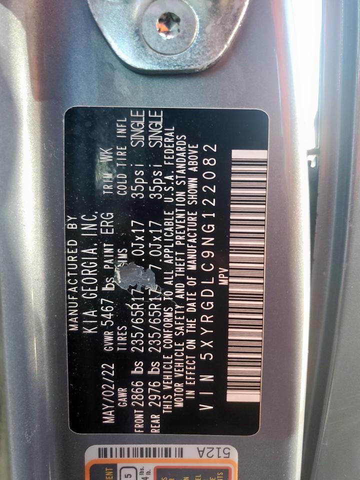 2022 Kia Sorento Lx VIN: 5XYRGDLC9NG122082 Lot: 90061465