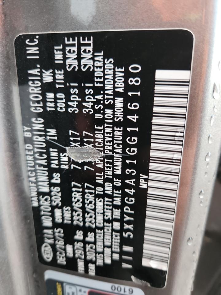 2016 Kia Sorento Lx VIN: 5XYPG4A31GG146180 Lot: 93524465