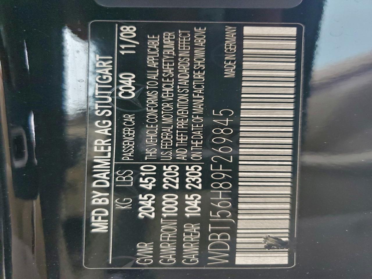 2009 Mercedes-Benz Clk 350 VIN: WDBTJ56H89F269845 Lot: 93125205