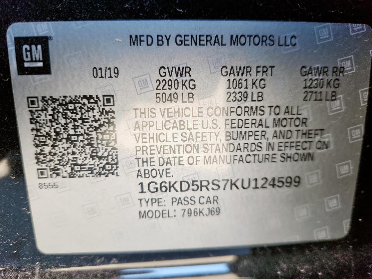 2019 Cadillac Ct6 Premium Luxury VIN: 1G6KD5RS7KU124599 Lot: 91888175