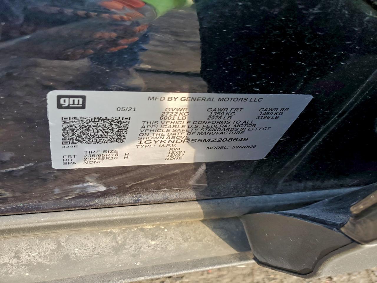 2021 Cadillac Xt5 Premium Luxury VIN: 1GYKNDRS5MZ208649 Lot: 93695815