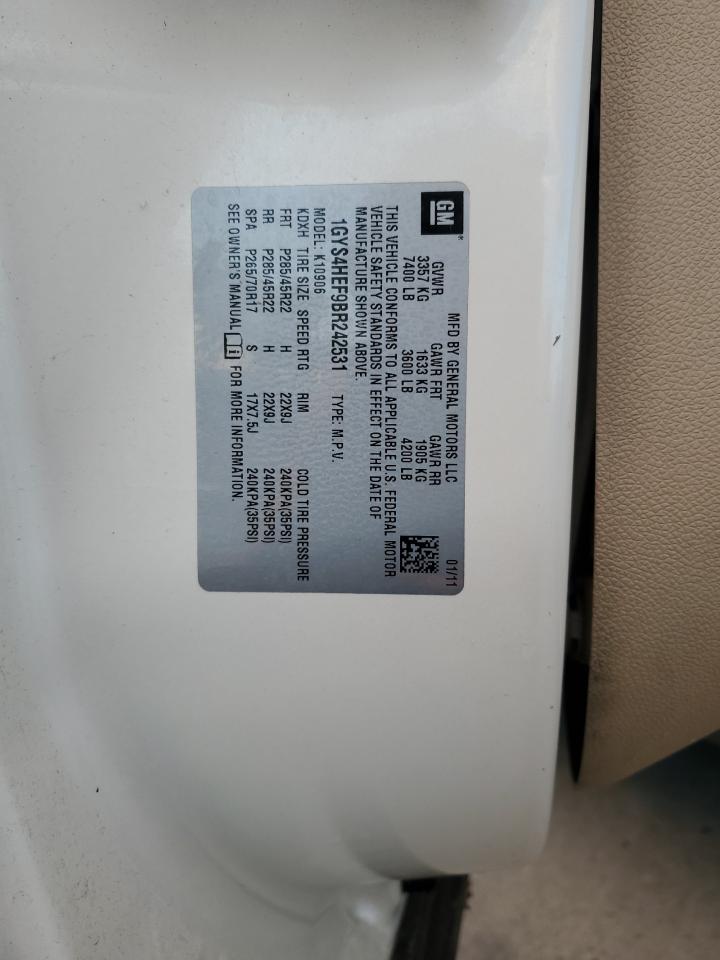 2011 Cadillac Escalade Esv Luxury VIN: 1GYS4HEF9BR242531 Lot: 92752685