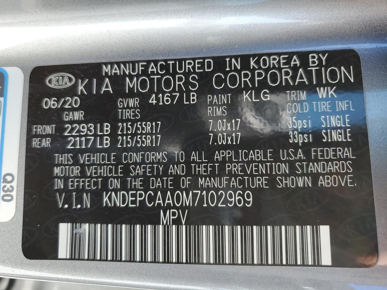 2021 Kia Seltos Lx VIN: KNDEPCAA0M7102969 Lot: 92289525