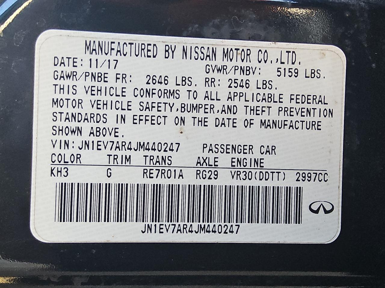 2018 Infiniti Q50 Luxe VIN: JN1EV7AR4JM440247 Lot: 91389965