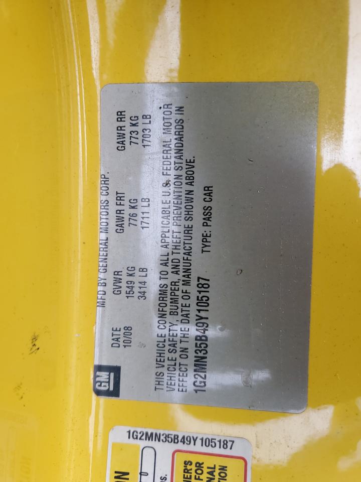 2009 Pontiac Solstice VIN: 1G2MN35B49Y105187 Lot: 93175205