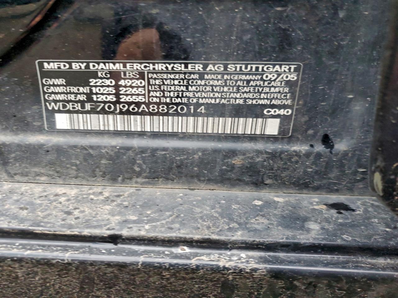 2006 Mercedes-Benz E 500 VIN: WDBUF70J96A882014 Lot: 94281135