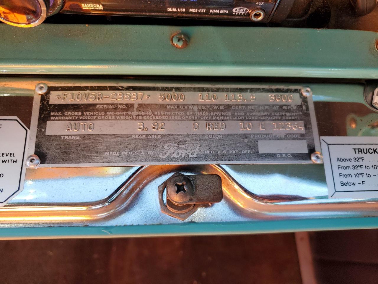 1955 Ford Unknown VIN: F10V5R23537 Lot: 91721485