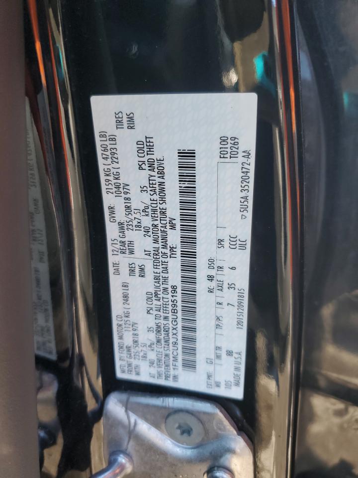 2016 Ford Escape Titanium VIN: 1FMCU9JXXGUB95198 Lot: 91720785