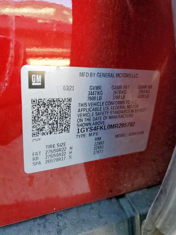 2021 Cadillac Escalade Sport VIN: 1GYS4FKL0MR295782 Lot: 92330505