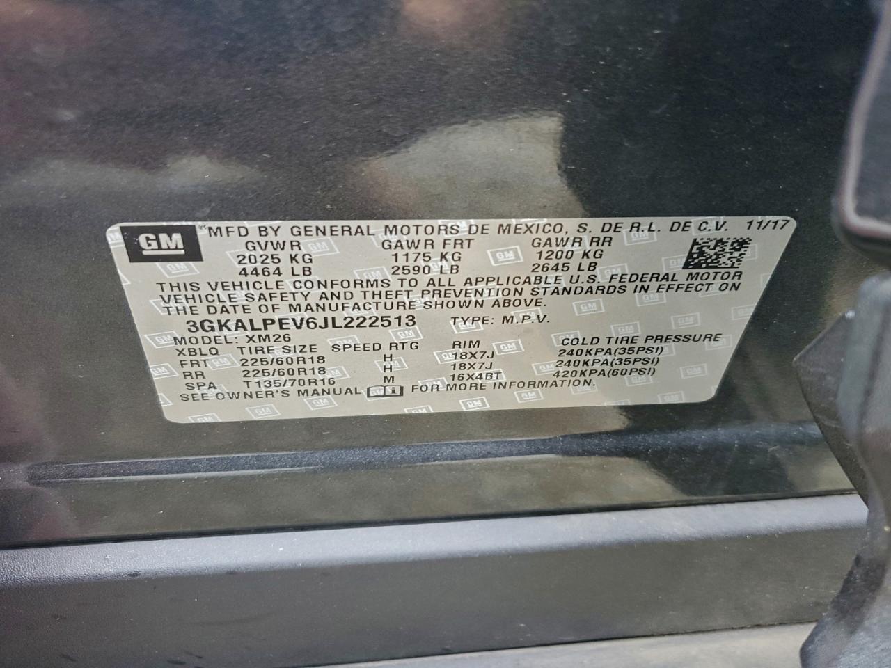 2018 GMC Terrain Slt VIN: 3GKALPEV6JL222513 Lot: 94525995