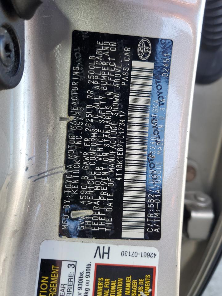 2015 Toyota Avalon Xle VIN: 4T1BK1EB7FU173417 Lot: 91581365