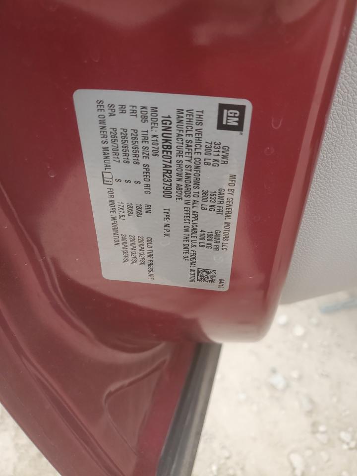 2010 Chevrolet Tahoe K1500 Lt VIN: 1GNUKBE07AR237900 Lot: 93034295