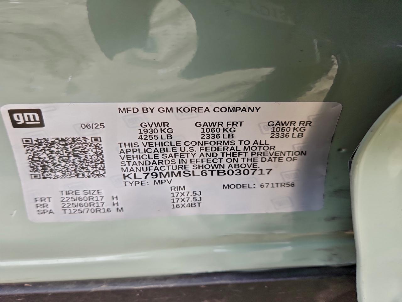 2026 Chevrolet Trailblazer Ls VIN: KL79MMSL6TB030717 Lot: 93928615