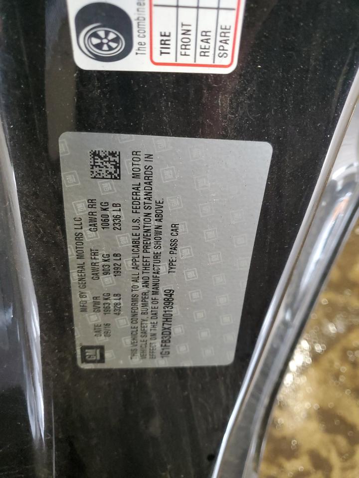 2017 Chevrolet Camaro Lt VIN: 1G1FB3DX7H0139849 Lot: 91999955