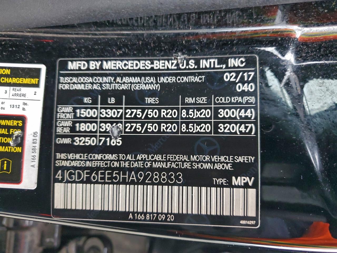 2017 Mercedes-Benz Gls 450 4Matic VIN: 4JGDF6EE5HA928833 Lot: 93768035