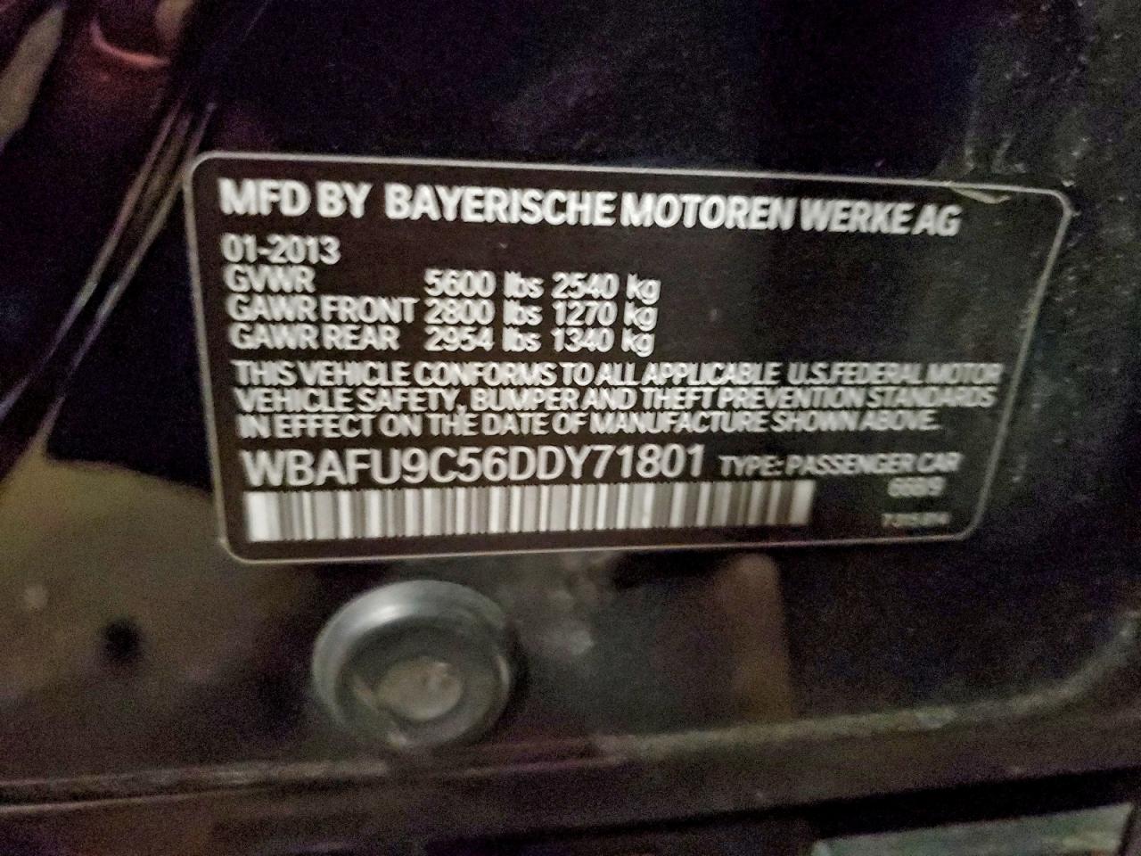 2013 BMW 550 Xi VIN: WBAFU9C56DDY71801 Lot: 94061105