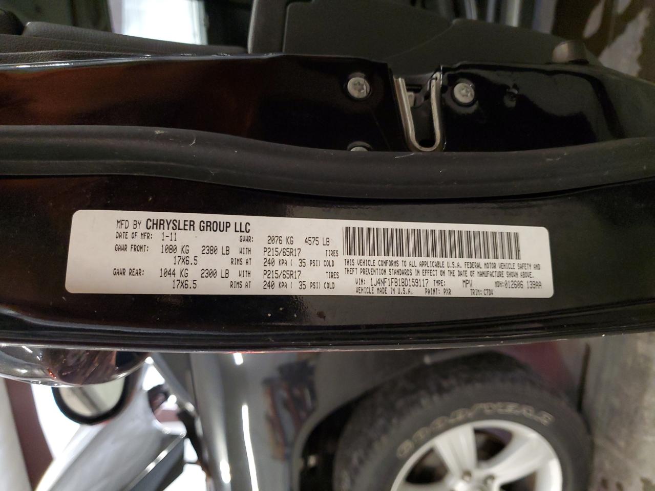 2011 Jeep Compass Sport VIN: 1J4NF1FB1BD159117 Lot: 90847095