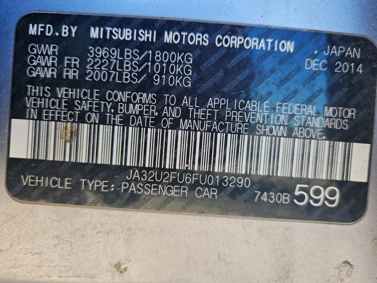 2015 Mitsubishi Lancer Es VIN: JA32U2FU6FU013290 Lot: 94590675