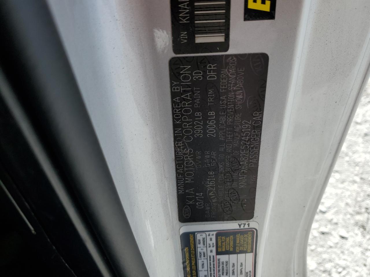 2014 Kia Forte Ex VIN: KNAFX6A82E5245192 Lot: 92714165