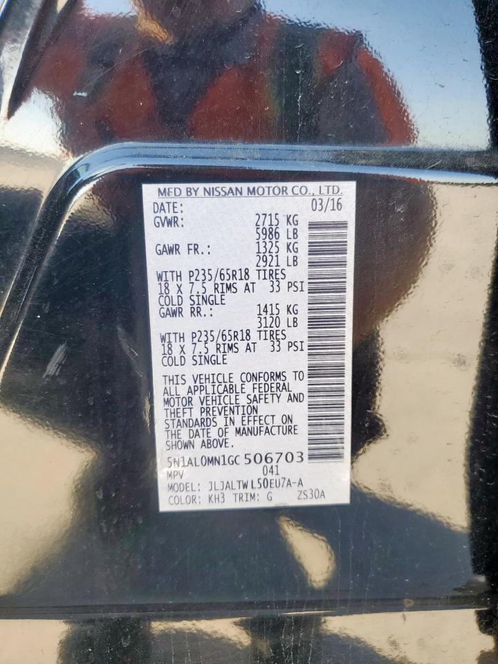 2016 Infiniti Qx60 VIN: 5N1AL0MN1GC506703 Lot: 92370435