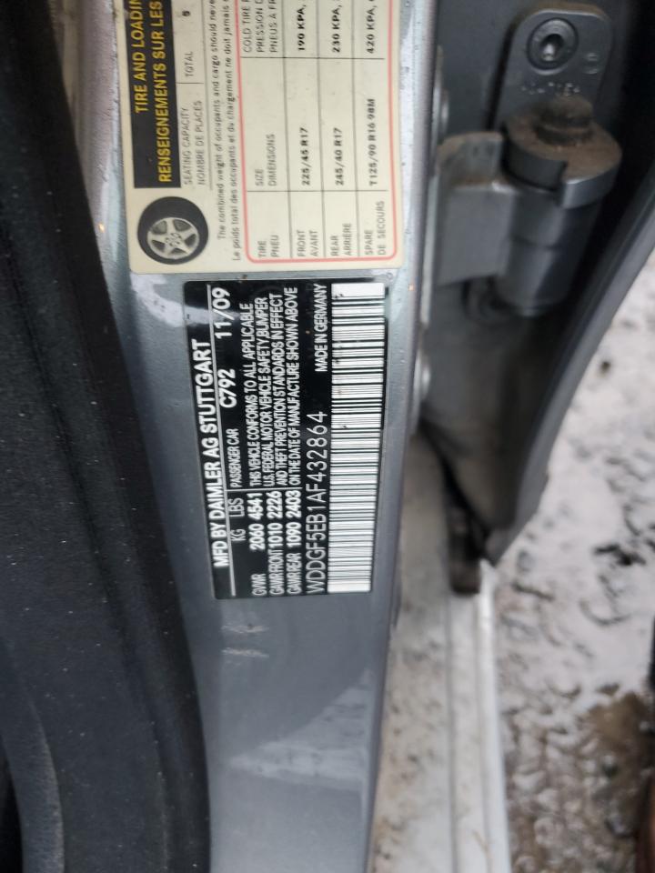 2010 Mercedes-Benz C 300 VIN: WDDGF5EB1AF432864 Lot: 85408605