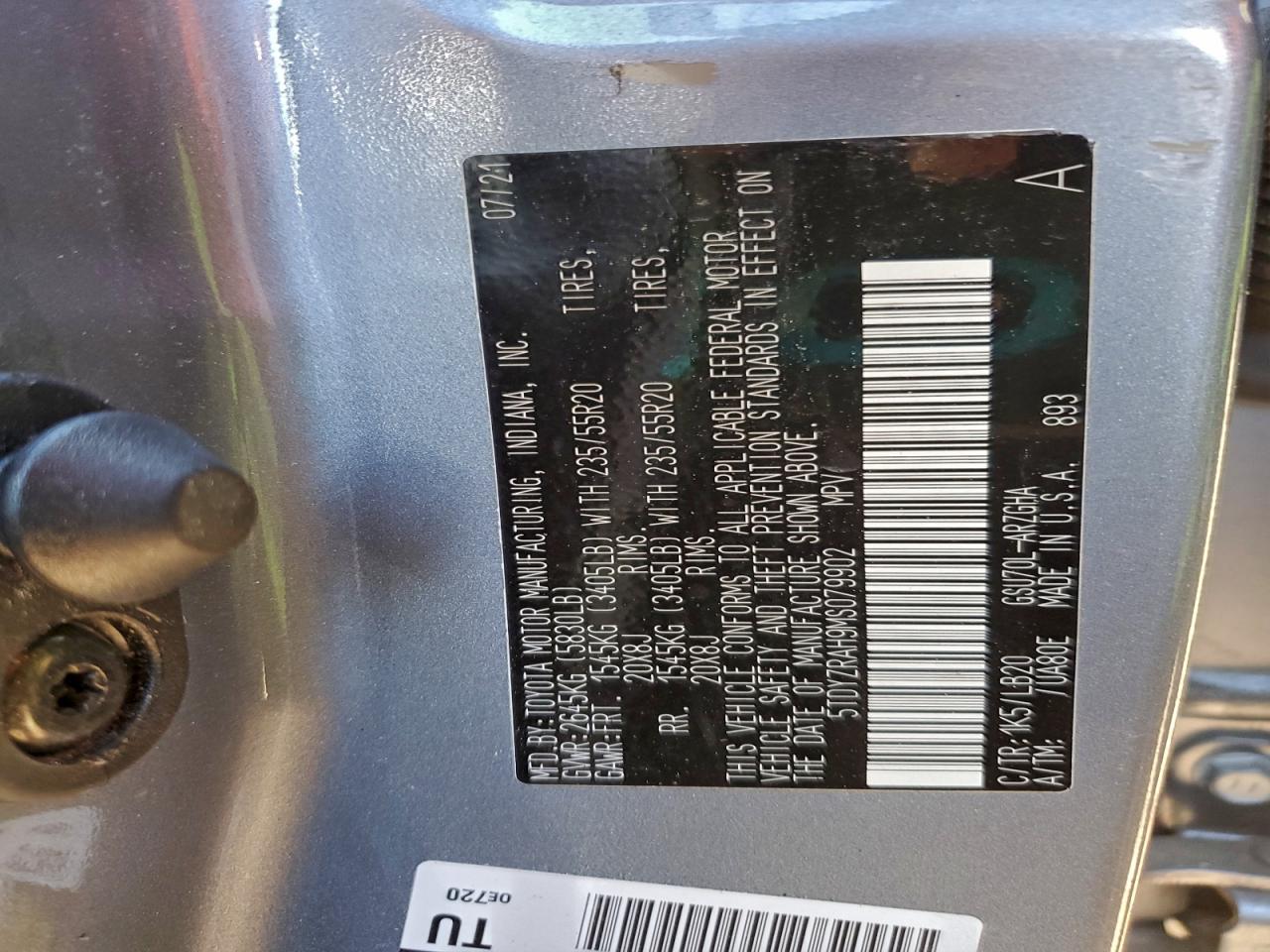 2021 Toyota Highlander Limited VIN: 5TDYZRAH9MS079902 Lot: 94565765