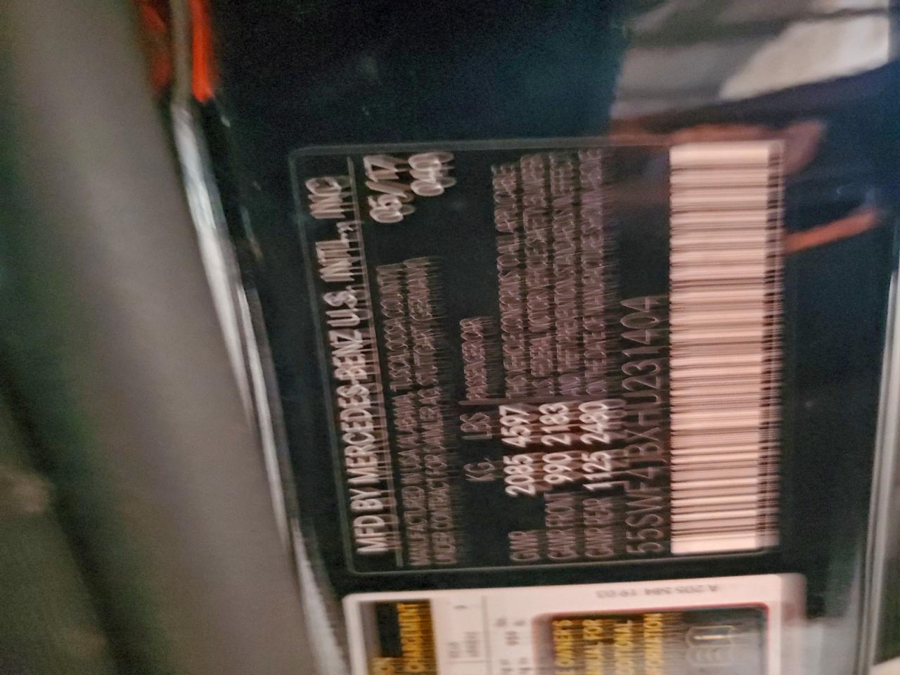 2017 Mercedes-Benz C 300 VIN: 55SWF4JBXHU231404 Lot: 93417295