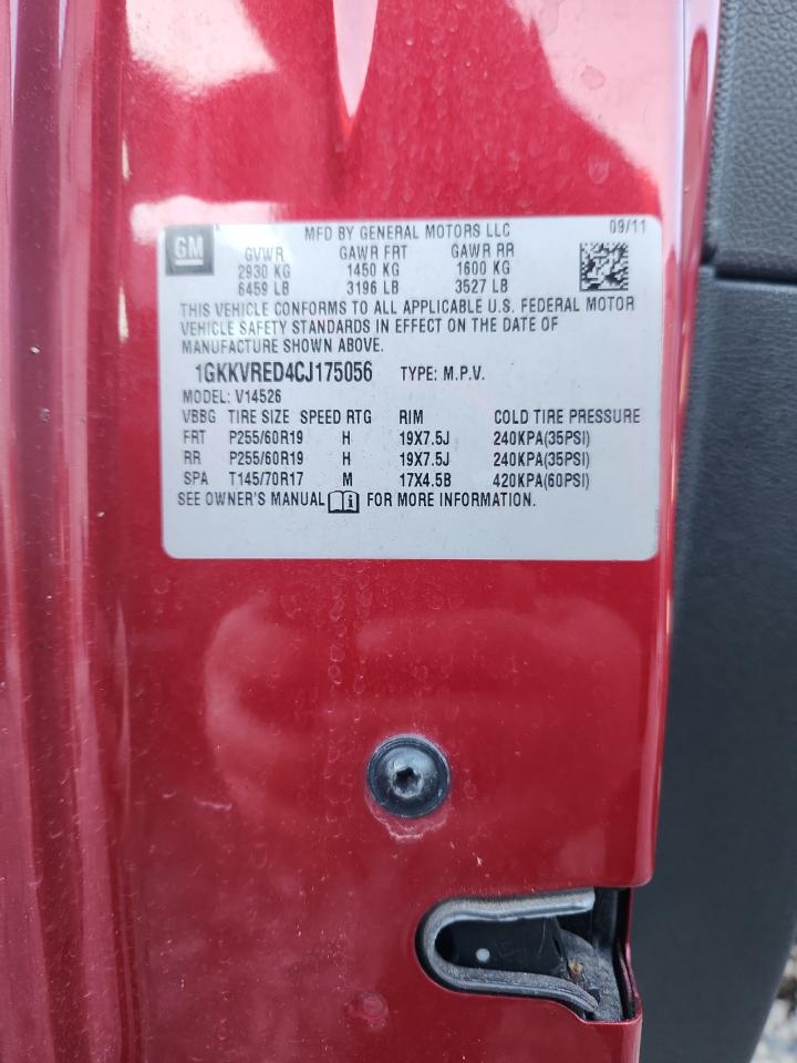 2012 GMC Acadia Slt-1 VIN: 1GKKVRED4CJ175056 Lot: 92415155