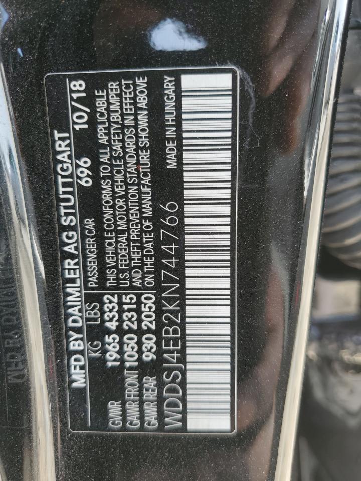 2019 Mercedes-Benz Cla 250 VIN: WDDSJ4EB2KN744766 Lot: 92096205